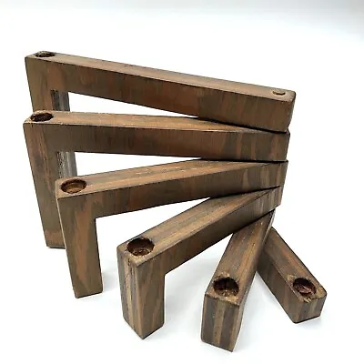 Vintage DANISH MODERN Graduated MCM Reticulated CANDLE HOLDER Wood FOLDING 1960s • $76.94