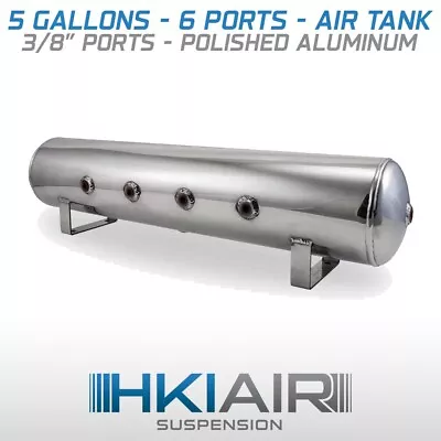 5 Gallons - 6 Ports Air Tank Black Aluminum Seamless Spun Air Ride Suspension • $169.95