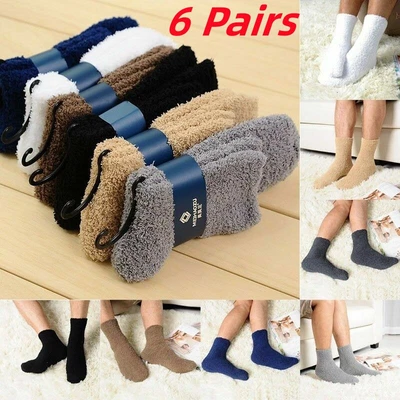 £6.99 • Buy 6 Pairs Cosy Bed Socks Mens Fluffy Home Sock Thick Indoor Winter Warm Soft Hot