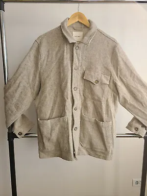 A Day's March Original Wool Overshirt In Natural Oatmeal Herringbone XL • $90