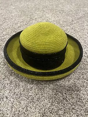 Vintage Sonni San Francisco Womens Green Black Cartwheel Designer Hat • $15