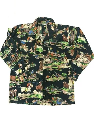 80s Vintage Peppers Cowboys Horse Long Sleeve Button Up Men's Shirt • $15.96