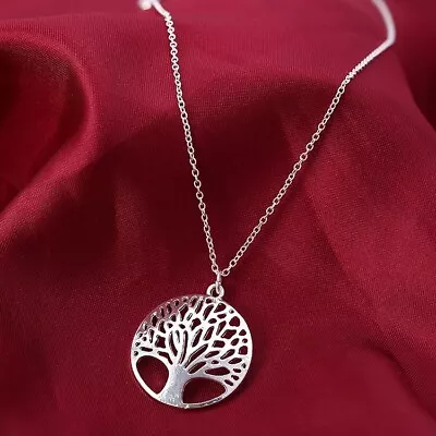 925 Stamped Sterling Silver Tree Of Life Pendant With 18  Necklace Chain • £4.19