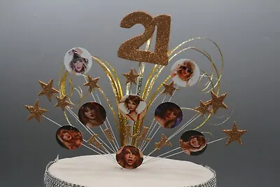 Taylor Glittered Cake Topper Decoration Stars On Wires Any Age/Colour 002 • £14.99