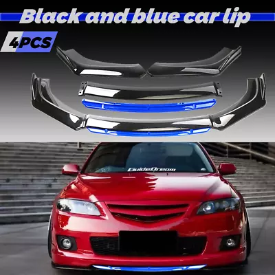 $49.88 • Buy For Mazda 2 3 5 6 Front Bumper Lip Spoiler Splitter Body Kit Glossy Black+Blue