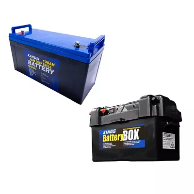 Adventure Kings 138Ah AGM Deep Cycle Battery Sealed Portable + Maxi Battery Box • $288.95