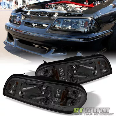 1987-1993 Ford Mustang Smoked LED Headlights +Corner Signal Parking Lights 87-93 • $129.99