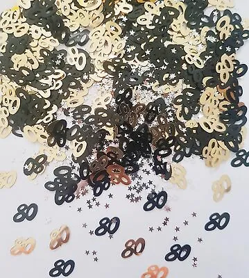 £2.49 • Buy 80th Birthday Black Gold Table Confetti / Age 80 Table Sprinkle Decorations
