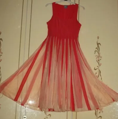 £6.99 • Buy Fab ASOS Coral Tulle Mesh Godet Flare Midi Long Party Prom Dress UK 4 6 VGC
