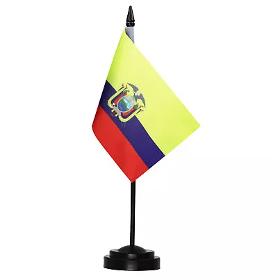 Anley Ecuador Deluxe Desk Flag Set - 6 X 4 Inch Miniature Ecuadorian EC Flag • $6.55