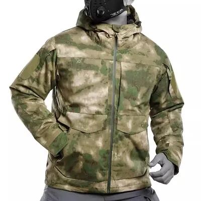 Windbreaker Men's Tactical Jacket Heat Reflection Winter Hooded Army Hiking Camo • £63.59