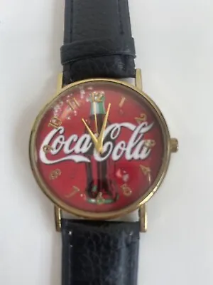 £20 • Buy Novelty Coke Cola Watch New Strap Red Face Golden Hands Battery Operated Working
