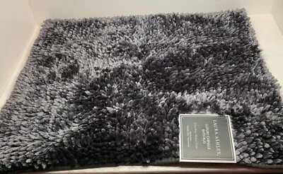  Laura Ashley Luxury Butter Chenille Noodle Shag Bath Rug 27  X 45  In Charcoal • $35