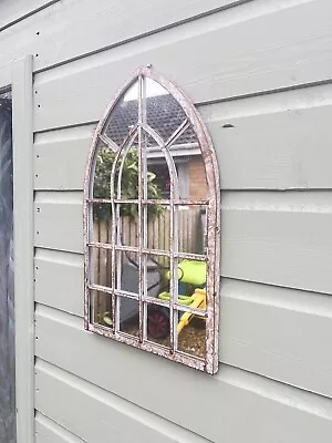 Garden Mirror Brand New With Rustic Metal Design Industrial Wall Mirro Outdoors  • £23.99