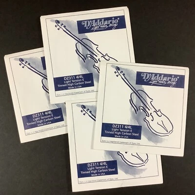 $13.98 • Buy LOT (4) New 4/4 D'ADDARIO ZYEX VIOLIN E STRINGS Light Tension Tinned Steel DZ311