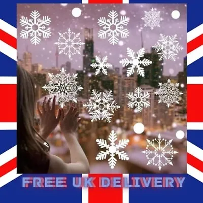 £3.99 • Buy 100X Reusable Christmas Window Snowflakes Stickers Clings Decal Xmas Decorations