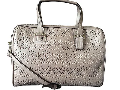 $237 • Buy NWT Coach Taylor Eyelet Leather Satchel /ShoulderBag In Putty Grey MSRP $458