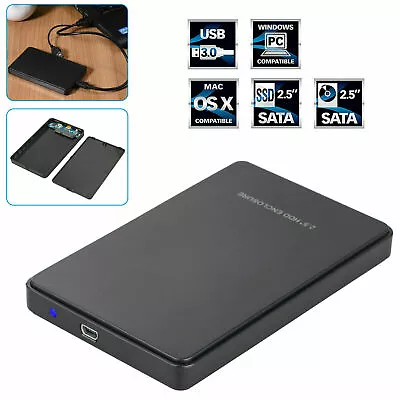 USB 3.0 2TB SATA SSD External Hard Drive Portable Desktop Mobile Hard Disk Case • £9.22