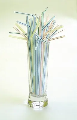 10000x Striped Sip Flexi Straws 5  Cocktail Straw Plastic Drinking Bar Party • £15.99