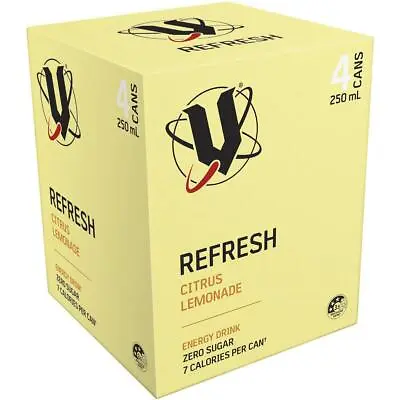 V Refresh Citrus Lemonade Energy Drink Can 250ml X 4 Pack • $21