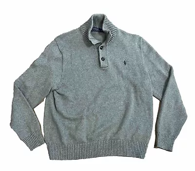 Polo Ralph Lauren 1/4 Button Mock Neck Knit Sweater 3 Buttons Men’s Large Cotton • $19