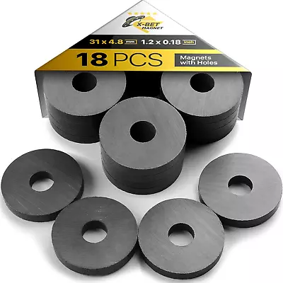 Ferrite Ring Magnets With Holes - 1.2 Inch (31Mm) Round Disc Donut Magnets • $15.58