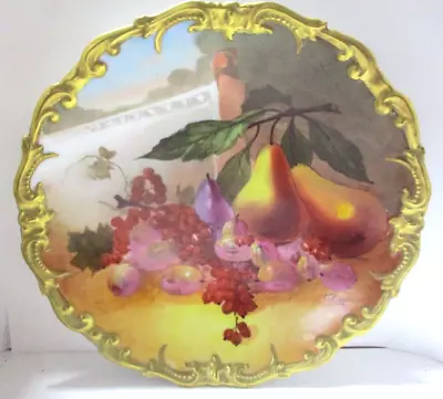 LS&S Limoges Hand Painted Signed C. Bec Fruit & Gold Rim 12  Charger/Wall Art • £192.83