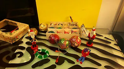 $20.80 • Buy Vintage Christmas Ornaments Lot Of 22 Indent Balls Soldiers West Germany Poland 