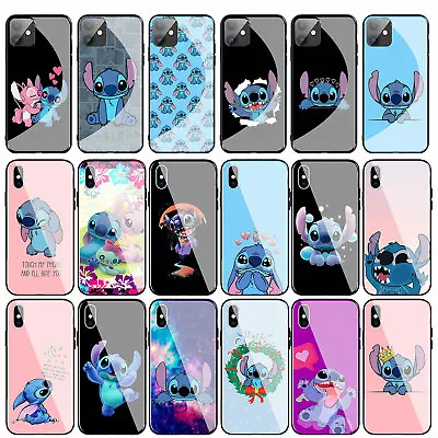 £6.71 • Buy Lilo Stitch Tempered Glass Phone Case For IPhone 11 Pro XR X XS Max 8 7 6s Plus