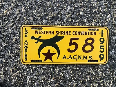 Vintage Booster License Plate Shriner 1959  Convention #58 Mason Fraternal • $55