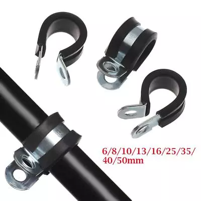 Pipe Mounting Fix Wiring Hose Clamp Rubber Lined P Clips Cable Fasteners • £5.70