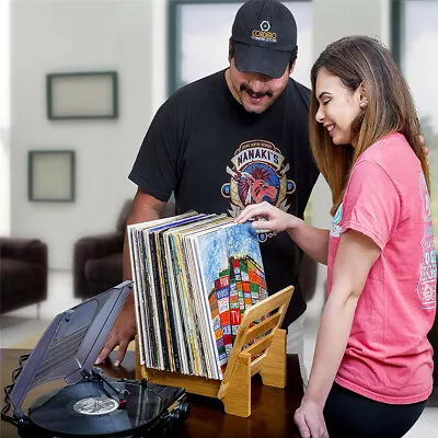 Bamboo 40-50 LP Vinyl Record Storage Rack Album Collection Display Stand Holder • $27.92