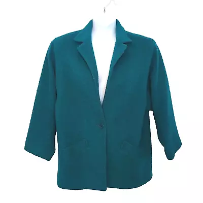 VTG Elliott Lauren Jacket Blazer Coat Womens Size 12 Pockets Retro Turquoise USA • $19.98