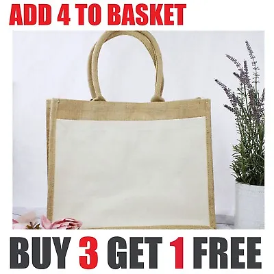 Jute Bag Work Lunch Bag Life Girls Women Natural Eco Reusable Shopping Canvas • £4.99