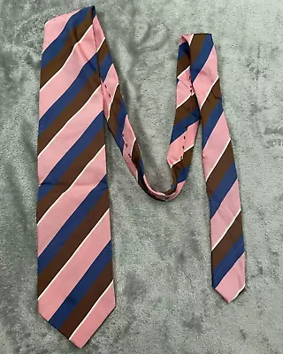 Pal Zileri Silk Italy Neck Tie Pink Blue Stripe Short Length Classic Width Mens • $16.90