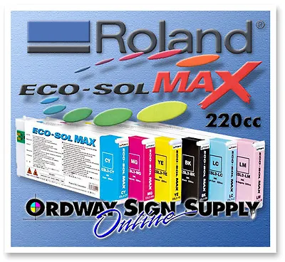 New OEM Roland Eco-Sol MAX Ink CMYK LC LM MT 220cc Cartridge • $84.99