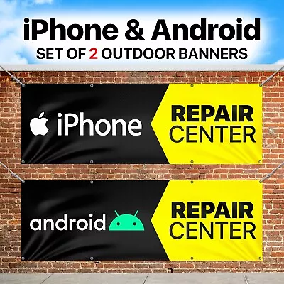 IPhone Android Cell Phone Repair Center Outdoor Banner Sign Poster 2 BANNERS! • $60