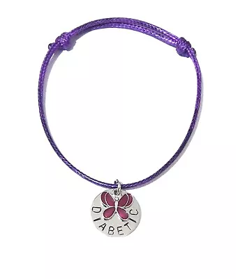 Medical Alert Bracelet Warning SOS Slip Knot Adjustable Disc & Charm • £6.25