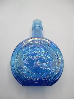 $4.99 • Buy Wheaton Mini Presidential Bottle, Blue Carnival Glass, Abraham Lincoln, 1971