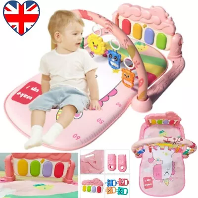 Newborn Baby Gift Toy Play Gym Mat 3-in1 Boys Girls Music Light Kids Piano UK • £14.86