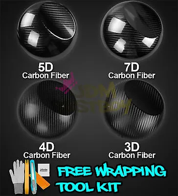 3D 4D 5D 7D Premium Matte Gloss Semi Black Carbon Fiber Vinyl Wrap Sticker • $7.95