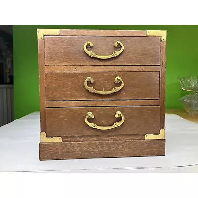 Vintage Wood Jewelry Box And Music Box Combination With Gorgeous Finish And 3 Wo • $38.40