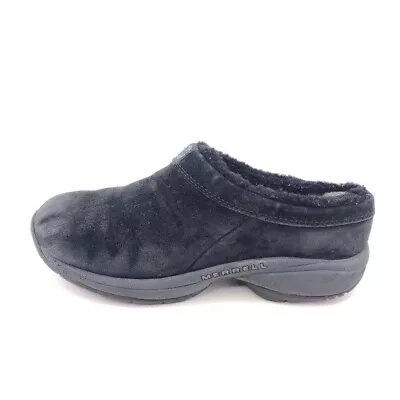 Merrell Encore Chill Stitch Slip On Shoes Womens Size 9.5 Black Leather Faux Fur • $29.99