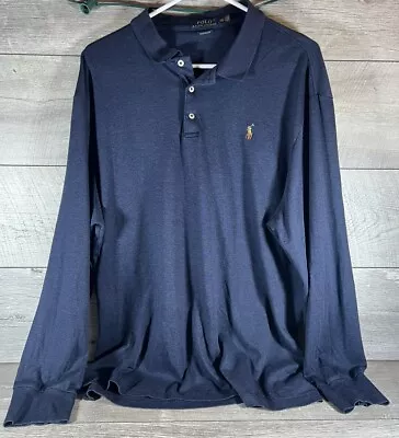 Polo Ralph Lauren Mens 2XL Dark Navy Blue Long Sleeve Polo • $16.99