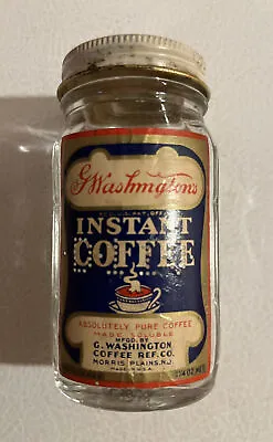 Vintage 1960s G. Washington Instant Coffee Empty Glass Jar 1.25 Oz • $29.99