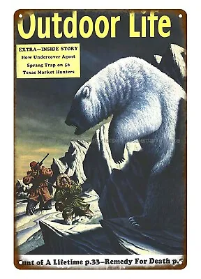 Vintage Reproductions 1956 Outdoor Life Bear Hunting Mountain Metal Tin Sign • $18.92