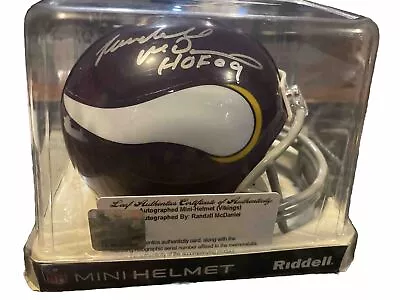 RANDALL MCDANIEL Signed Mini Helmet Minnesota Vikings (Leaf Authentic COA) • $60