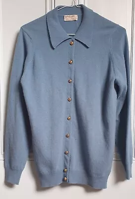 JAEGER: Lovely Vintage Ladies 100%  Lambswool Cardigan With Collar Wedgwood Blue • £22