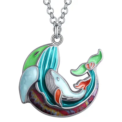Mothers Day Enamel Alloy Whale Necklace Pendant Gifts Ocean Fish Charms Jewelry • $7.99