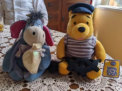 2x SOFT TOYS Winnie The Pooh BEAR Sailor Captain + Donkey EEYORE Sugar Fairy LOT • $14.99